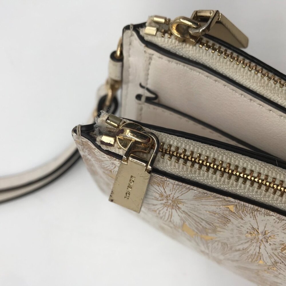 Michael Kors Gold Floral Embossed Leather Karla Wristlet - Picture 11 of 12